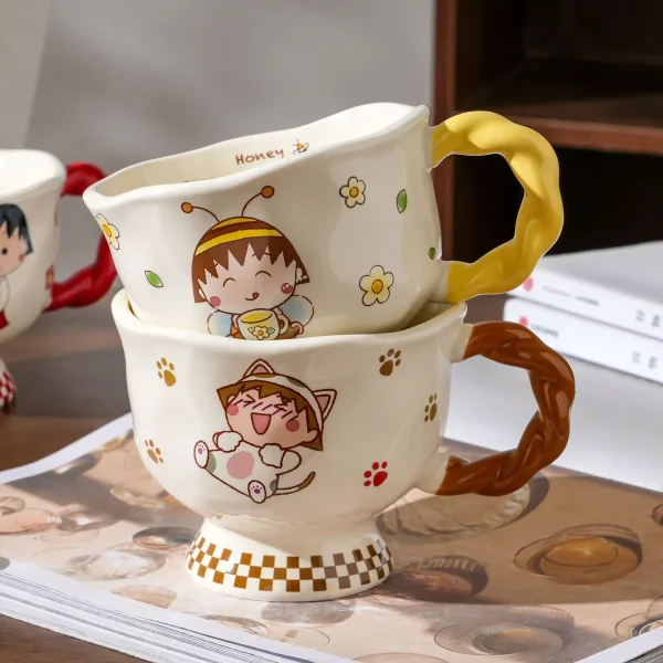 FLCLCPMG0049-0051-02 Chibi Maruko-chan Ceramic Mug Cute Cartoon Coffee Cup
