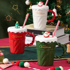 FLCLCPMG0052-0054-01 Creative Christmas Ceramic Mug High-End Vintage Coffee Cup Gift
