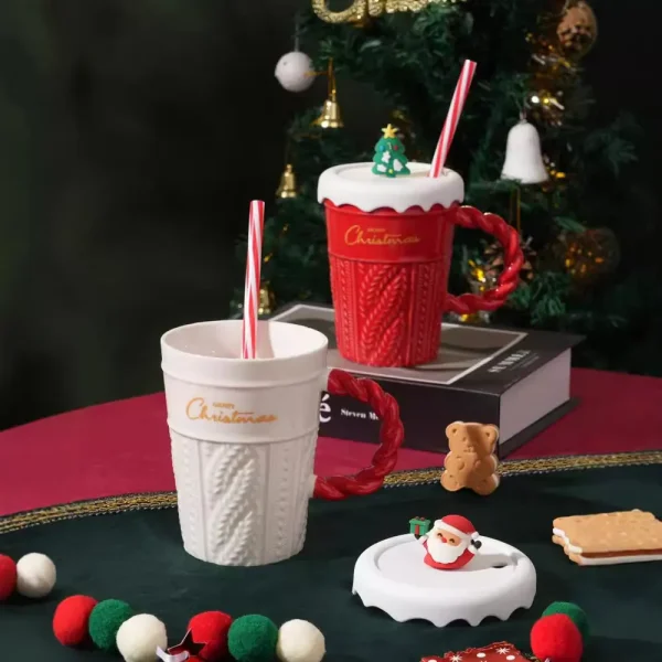 FLCLCPMG0052-0054-02 Creative Christmas Ceramic Mug High-End Vintage Coffee Cup Gift