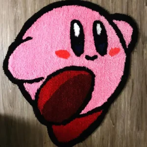 Cartoon Cute Kirby Irregular Flocked Water-Absorbing Floor Mat