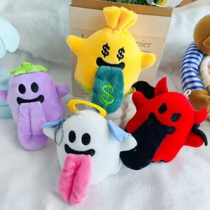Creative Cute Ghost Plush Keychain with Tongue-Out Design