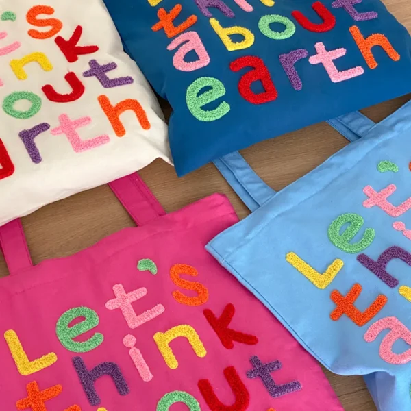 FLCBTS000002-0007-02 Earth-Themed Slogan Canvas Tote Bag Casual Shoulder Bag