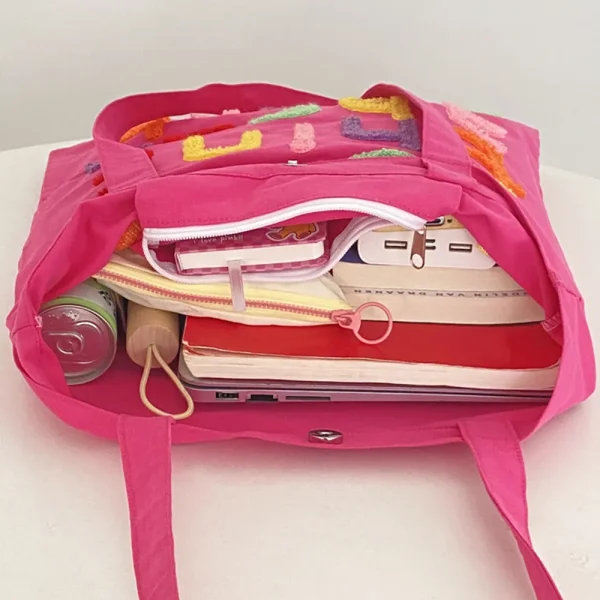 FLCBTS000002-0007-03 Earth-Themed Slogan Canvas Tote Bag Casual Shoulder Bag