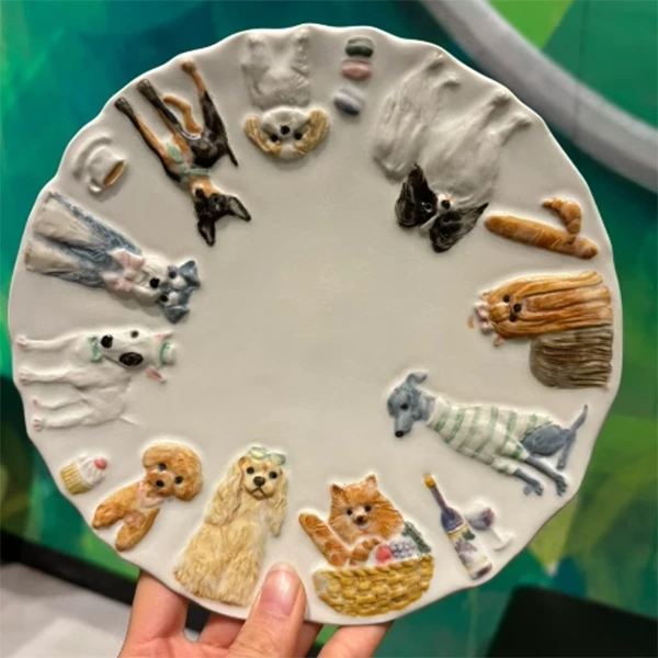 FLCF0010 dogs pattern dinner plate