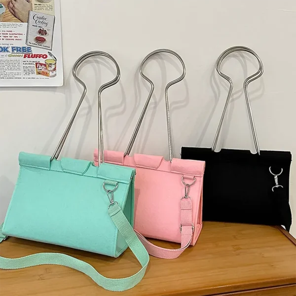 Quirky Binder Clip Shaped Tote Bag Large Capacity Crossbody