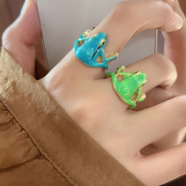 Quirky Frog Ring Unique Design Gift Open Adjustable Ring