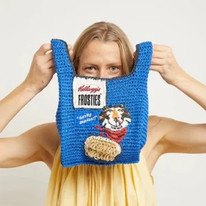 Tiger Pattern Blue Woven Tote Bag