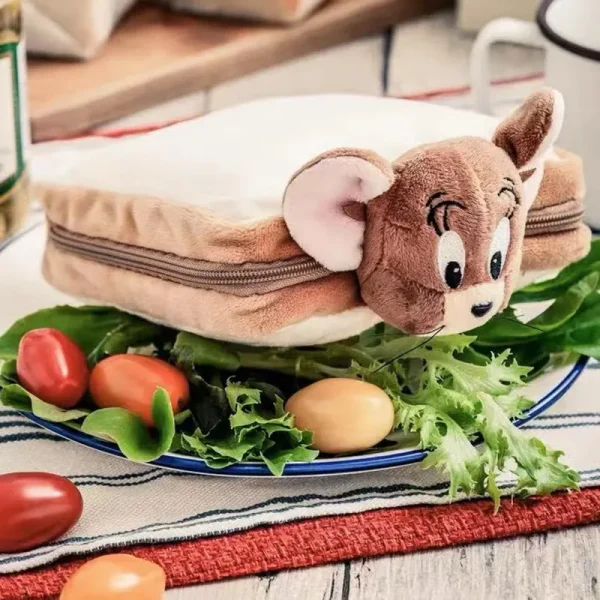 Funny Tom and Jerry Jerry Toast-Shaped Clutch Makeup Bag