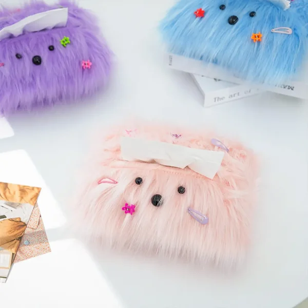 FLCHTB000007-0011-03 Creative Colorful Fluffy Dog Tissue Box Cute Home Decor