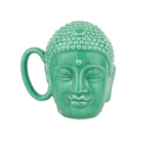 Creative Buddha Head Ceramic Mug Unique Gift Decorative Prop Green
