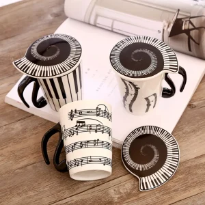 FLCLCPMG0065-006-01 Creative Music-Themed Ceramic Mug Musical Note Design