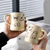 Cute Cat and Dog Doodle Mug Creative Handmade Coffee Cup Gift