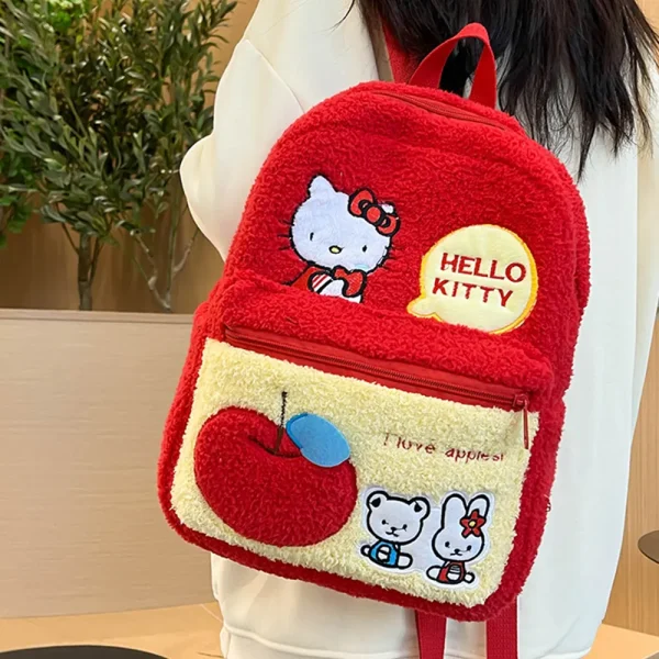Cute Cartoon Hello Kitty Theme Plush Backpack Bag