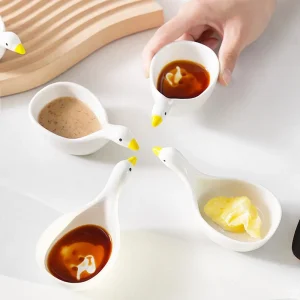 Duck-Shaped Ceramic Dipping Sauce Dish 2-Piece Set
