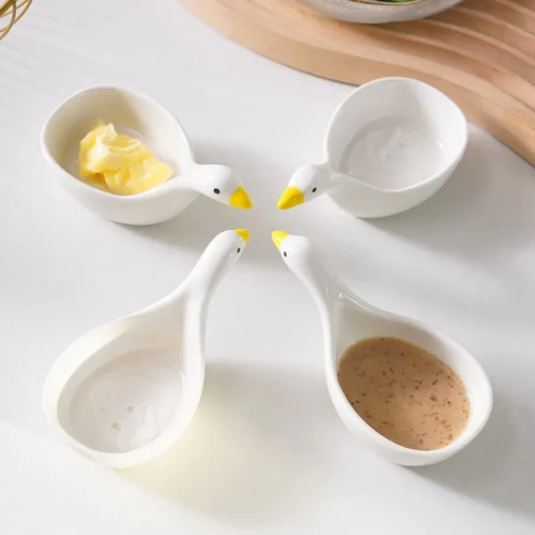 FLCHTK000031-02 Duck-Shaped Ceramic Dipping Sauce Dish 2-Piece Set