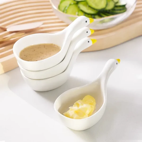 FLCHTK000031-03 Duck-Shaped Ceramic Dipping Sauce Dish 2-Piece Set
