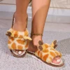 Cartoon Giraffe Shaped Women's Plush Winter Slippers Shoes
