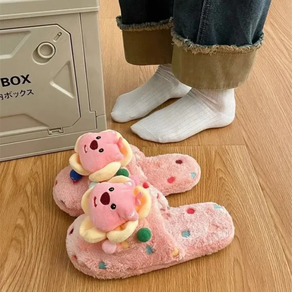 FLCASH000027-0035-01 Cute Loopy Character Colorful Women's Winter Plush Slippers