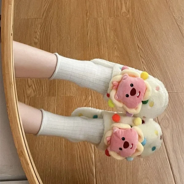 FLCASH000027-0035-02 Cute Loopy Character Colorful Women's Winter Plush Slippers
