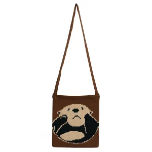 FLCBTSBP0040-01 Cute Otter Knitted Crossbody Bag Woven Shoulder Bag