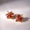 FLCARE000026-01 Maple Leaf Elegant Stud Earrings