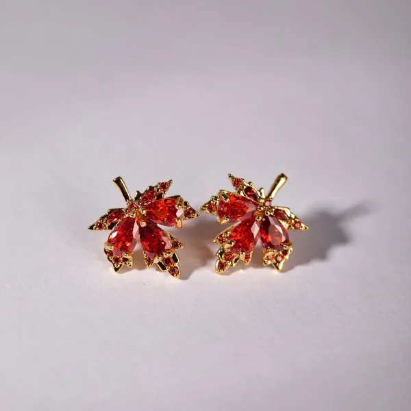 FLCARE000026-02 Maple Leaf Elegant Stud Earrings