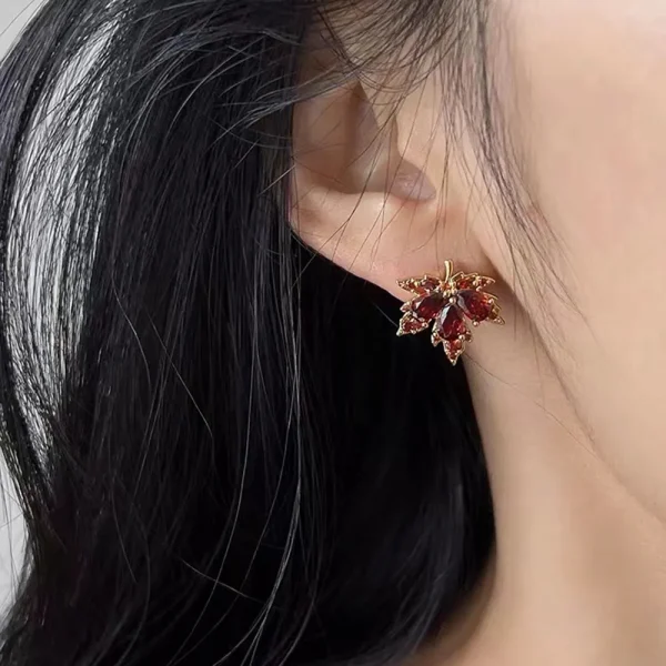 FLCARE000026-03 Maple Leaf Elegant Stud Earrings