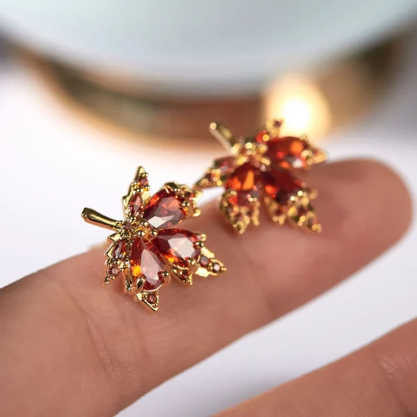 FLCARE000026-04 Maple Leaf Elegant Stud Earrings