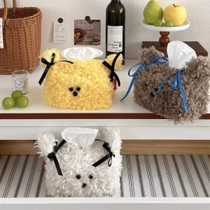Cute Puppy Plush Tissue Box Creative Paper Towel Storage Holder