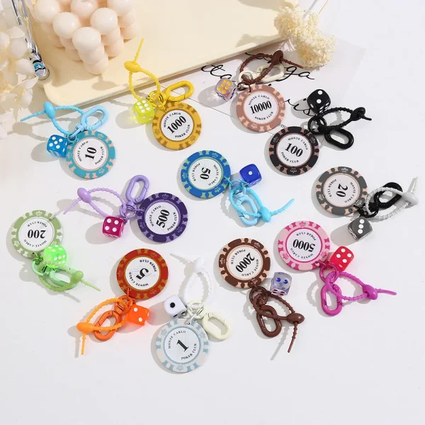 FLCDKC000016-0027-01 Realistic Casino Chip Keychain Creative Lucky Charm Accessory