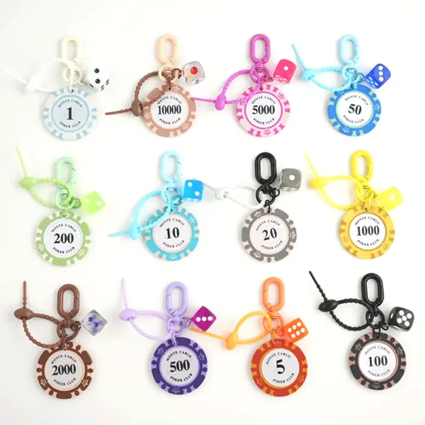 FLCDKC000016-0027-02 Realistic Casino Chip Keychain Creative Lucky Charm Accessory