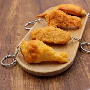 Creative Realistic Fried Chicken Wing Model Keychain Necklace