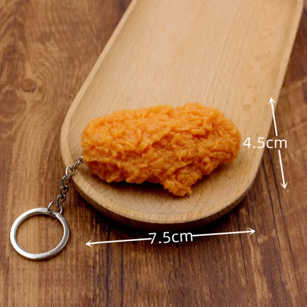 Creative Realistic Fried Chicken Wing Model Keychain Necklace