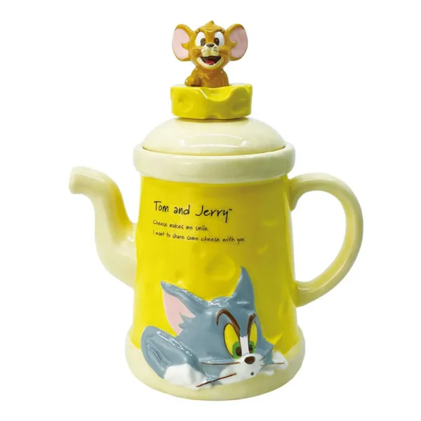 Tom and Jerry-Themed White Ceramic Teapot Water Kettle