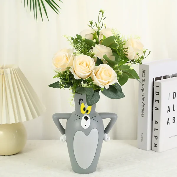 FLCLCPMG0028-01 Cartoon Tom and Jerry Deformed Tom Resin Vase Home Decor