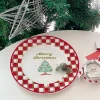 Vintage French Christmas Themed Ceramic Dinner Plate Mug