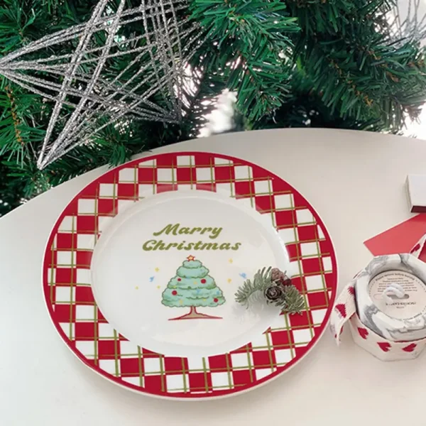 Vintage French Christmas Themed Ceramic Dinner Plate Mug