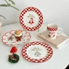 Vintage French Christmas Themed Ceramic Dinner Plate Mug
