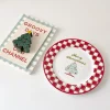 Vintage French Christmas Themed Ceramic Dinner Plate Mug