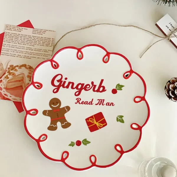 Vintage French Christmas Themed Ceramic Dinner Plate Mug