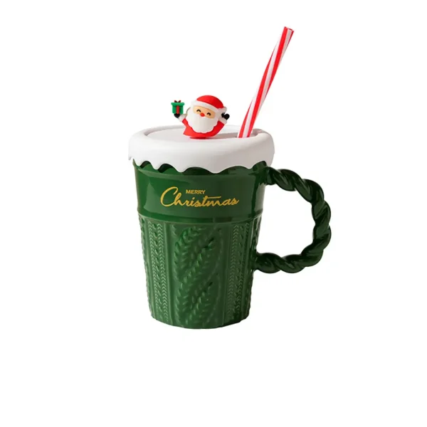 FLCLCPMG0053 Creative Christmas Ceramic Mug High-End Vintage Coffee Cup Gift Green