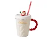 FLCLCPMG0054 Creative Christmas Ceramic Mug High-End Vintage Coffee Cup Gift White