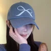 FLCAHH000016 Bowknot Embroidered Baseball Cap Unique Niche Snapback Hat Blue