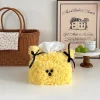 Cute Puppy Plush Tissue Box Creative Paper Towel Storage Holder Yellow