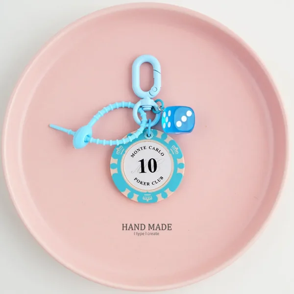 FLCDKC000024 Realistic Casino Chip Keychain Creative Lucky Charm Accessory