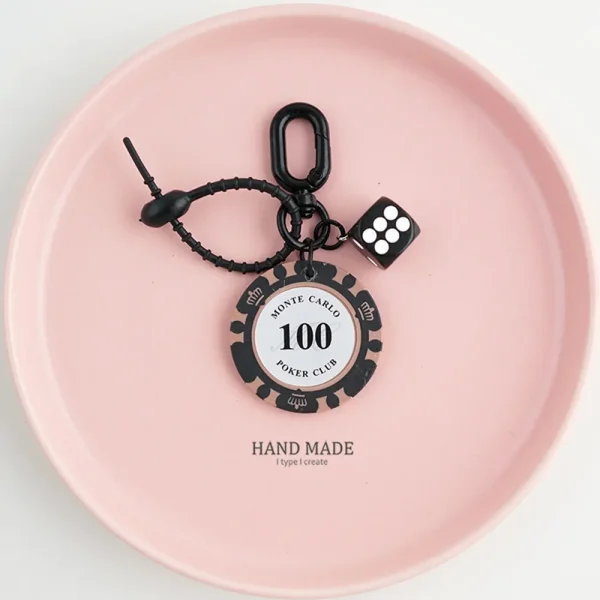 FLCDKC000016 Realistic Casino Chip Keychain Creative Lucky Charm Accessory