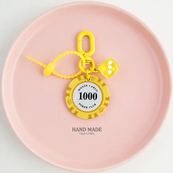 FLCDKC000019 Realistic Casino Chip Keychain Creative Lucky Charm Accessory