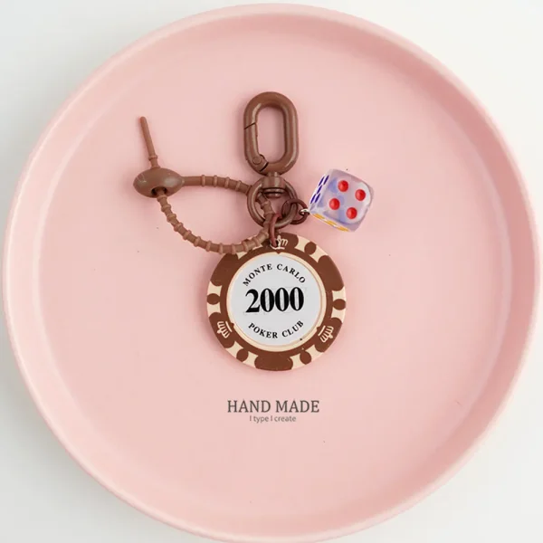 FLCDKC000020 Realistic Casino Chip Keychain Creative Lucky Charm Accessory