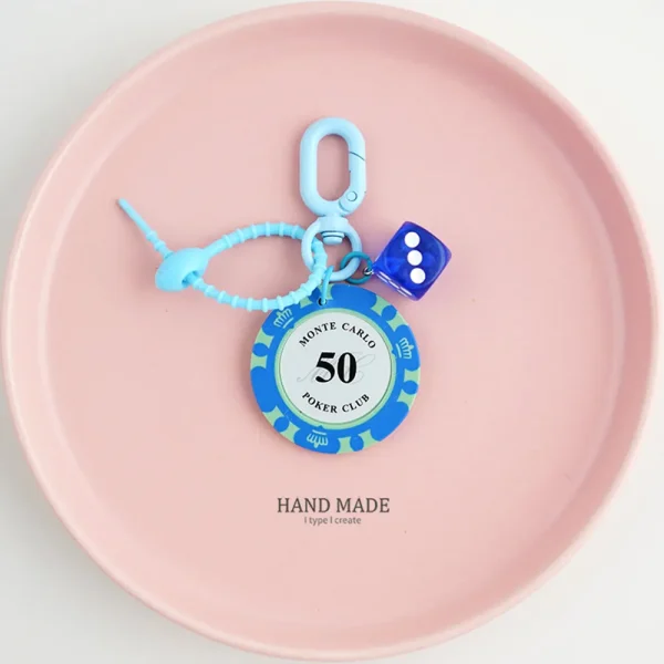 FLCDKC000021 Realistic Casino Chip Keychain Creative Lucky Charm Accessory