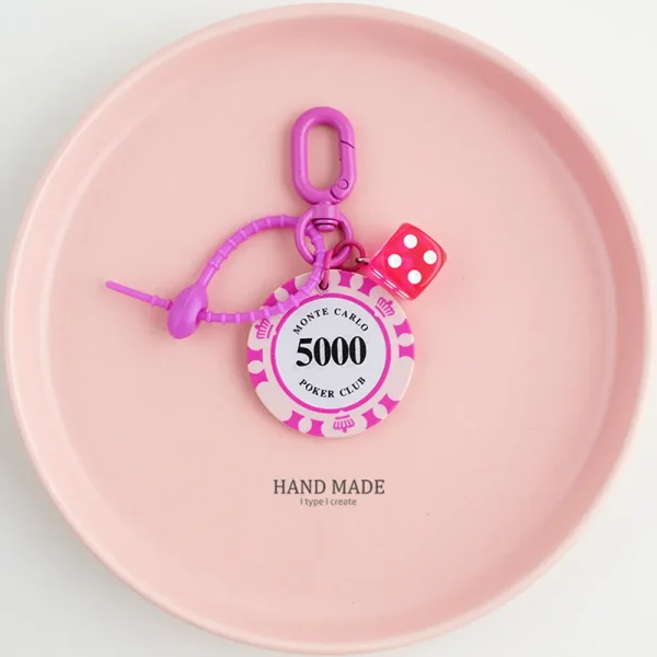 FLCDKC000017 Realistic Casino Chip Keychain Creative Lucky Charm Accessory